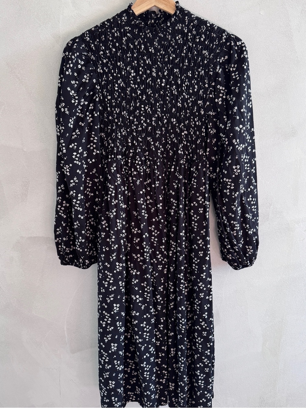 A New Day - Black and White Floral Smocked Dress - Size XS
